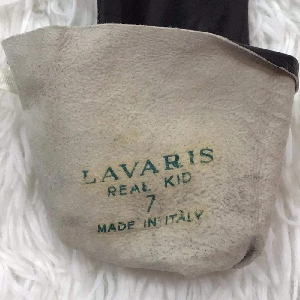 Vintage LaVaris black kidskin leather gloves Italy